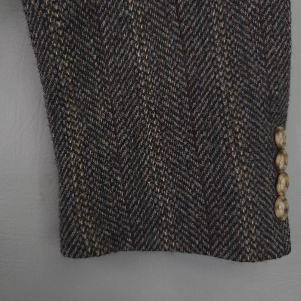 Vintage Palm Beach Blazer Mens 44L‎ Gray Herringbone Wool Tweed Sport Coat